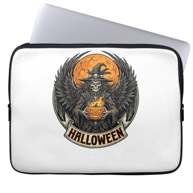 Gothic Halloween Witch Vintage Laptop Sleeve (Front)