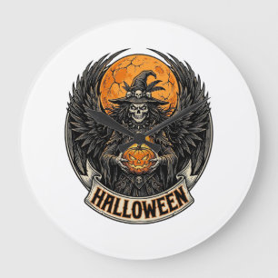 Gothic Halloween Witch Vintage Large Clock
