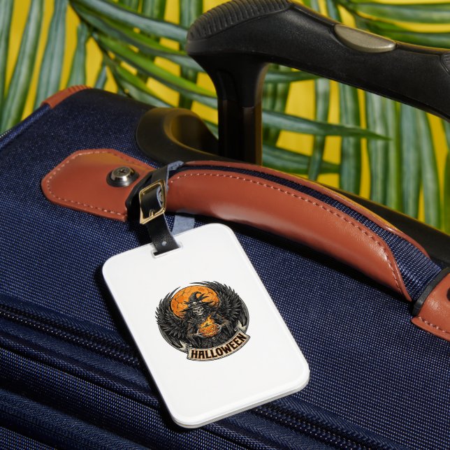 Gothic Halloween Witch Vintage Luggage Tag (Front Insitu 1)