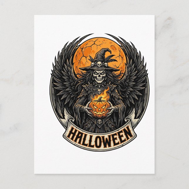 Gothic Halloween Witch Vintage Postcard (Front)