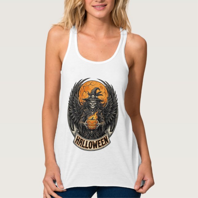 Gothic Halloween Witch Vintage Singlet (Front)