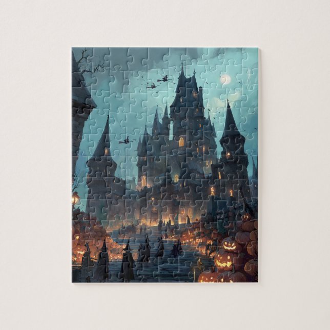 Gothic Haunted Castle Halloween Puzzle – Witches (Vertical)