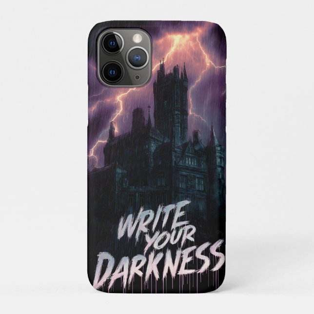 Gothic Haunted Castle Under Thunderstorm with Text Case-Mate iPhone Case (Back)
