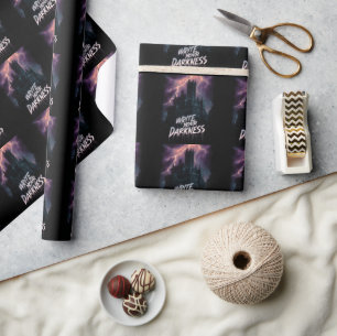 Gothic Haunted Castle Under Thunderstorm with Text Wrapping Paper