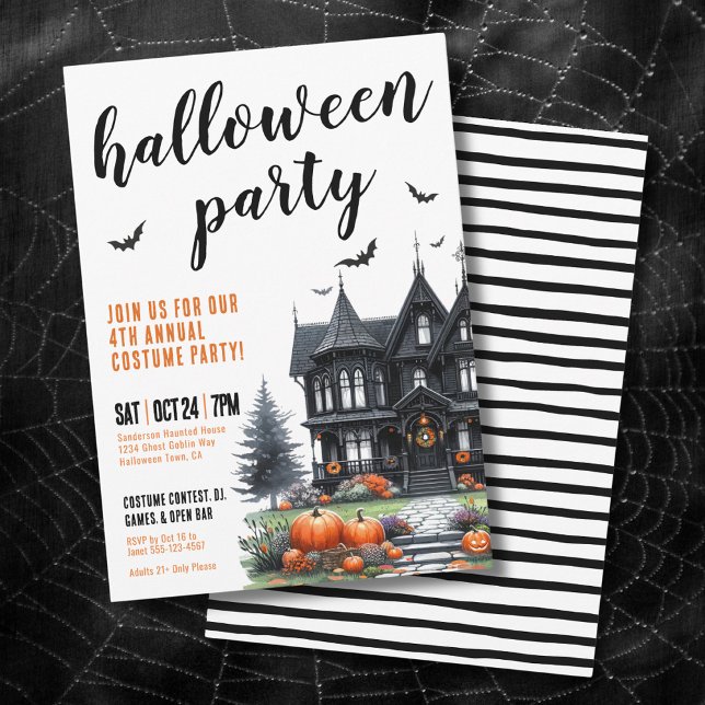 Gothic Haunted House Halloween Party Invitation (Gothic Haunted House Halloween Party Invitation)