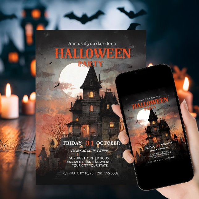 Gothic Haunted House Halloween Party Invitation (Creator Uploaded)