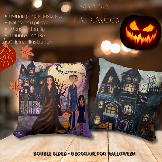 Gothic Haunted House Monster Family Pillow (Gothic Haunted House Monster Family Pillow
)