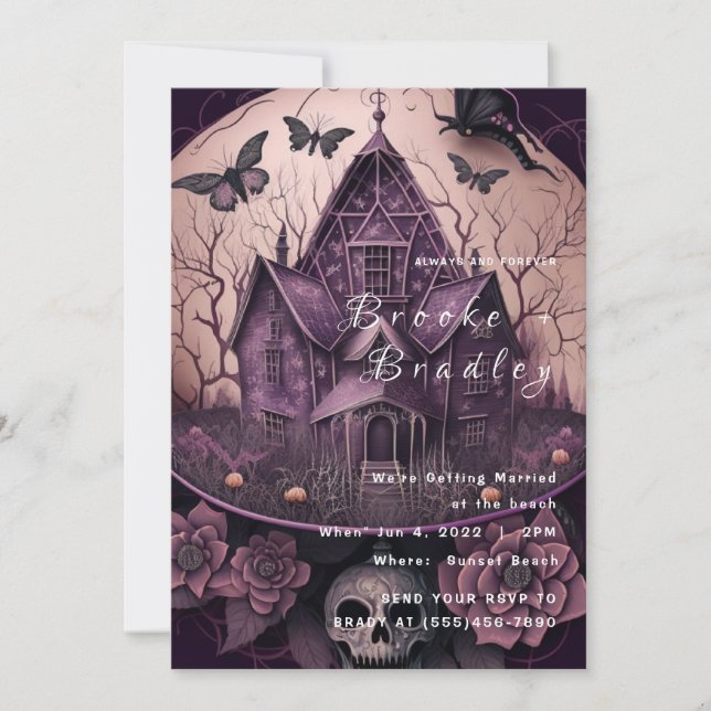 Gothic Haunted Mansion Wedding Invitation (Front)