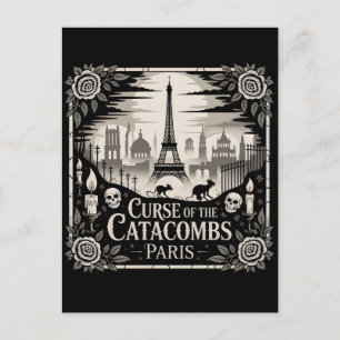 Gothic Haunted Skyline Paris Halloween Design  Holiday Postcard