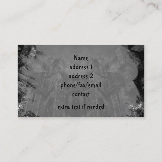 Gothic haunting cathedral illusion business card (Front)