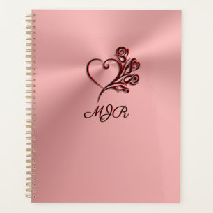 Gothic heart and roses on rose-gold with Monogram Planner