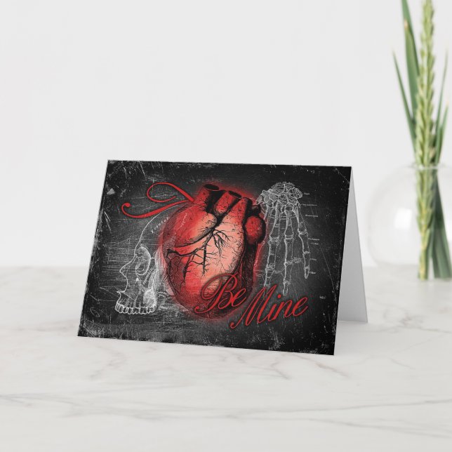 Gothic Heart Be Mine Holiday Card (Front)