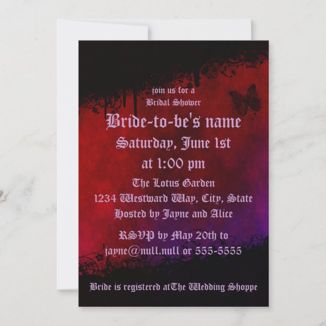 Gothic Heart Bridal Shower Invitation (Front)