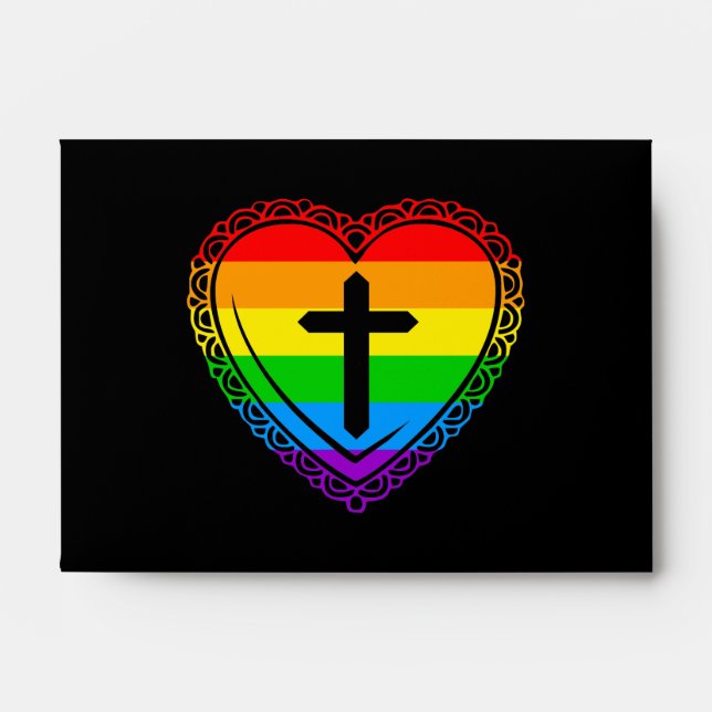 Gothic Heart & Cross (Black + Rainbow) Envelope (Front)