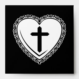 Gothic Heart & Cross Envelopes (Black + White)