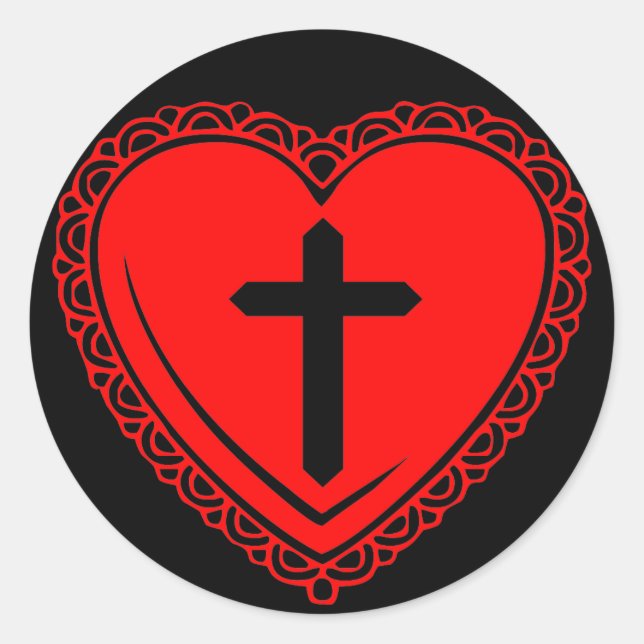Gothic Heart + Cross Stickers (Black + Red) (Front)
