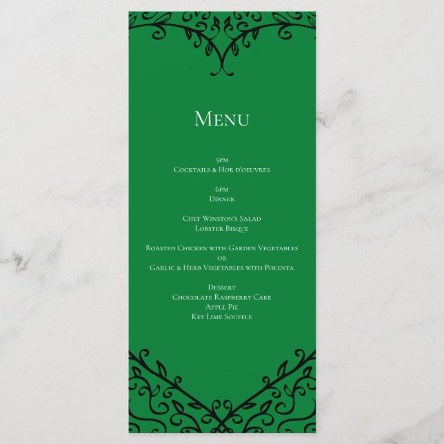 Gothic Heart-Flat Menu Green & Black (Front)