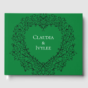 Gothic Heart-Guest Book Green & Black