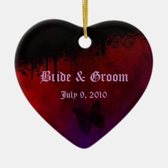 Gothic Heart Keepsake Wedding Ornament (Front)