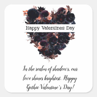 Gothic heart made of black flowers. Dark romance.  Square Sticker