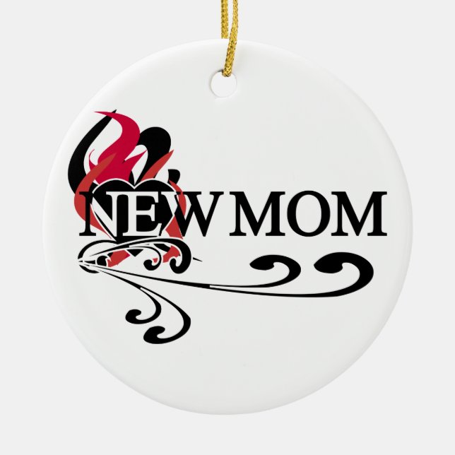 Gothic Heart New Mum T-shirts and Gifts Ceramic Tree Decoration (Front)