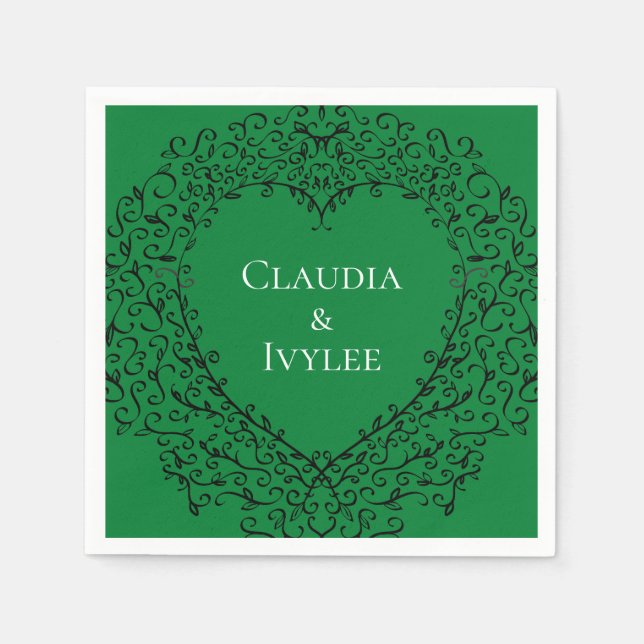 Gothic Heart-Paper Napkin Green & Black 1 (Front)