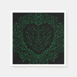 Gothic Heart-Paper Napkin Green & Black 3