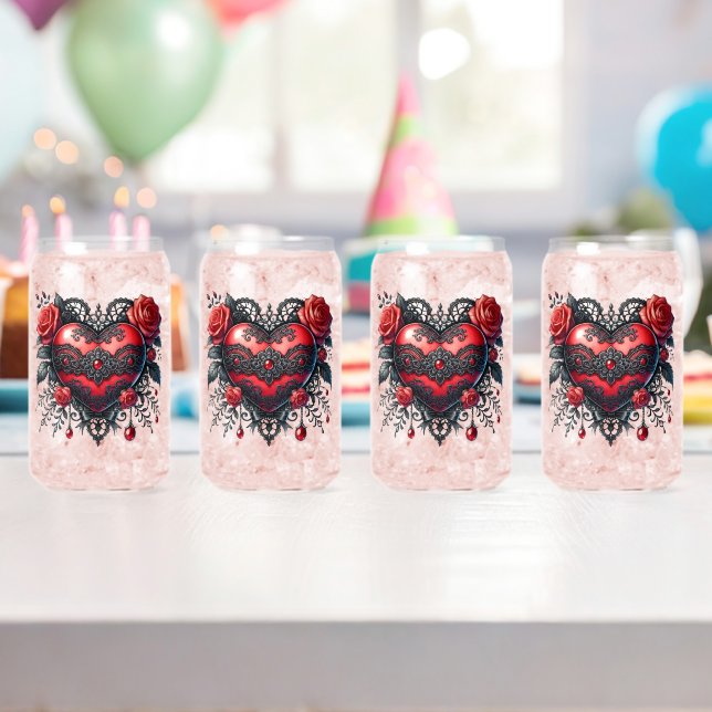 Gothic Heart Valentine Glasses (Insitu (Birthday))