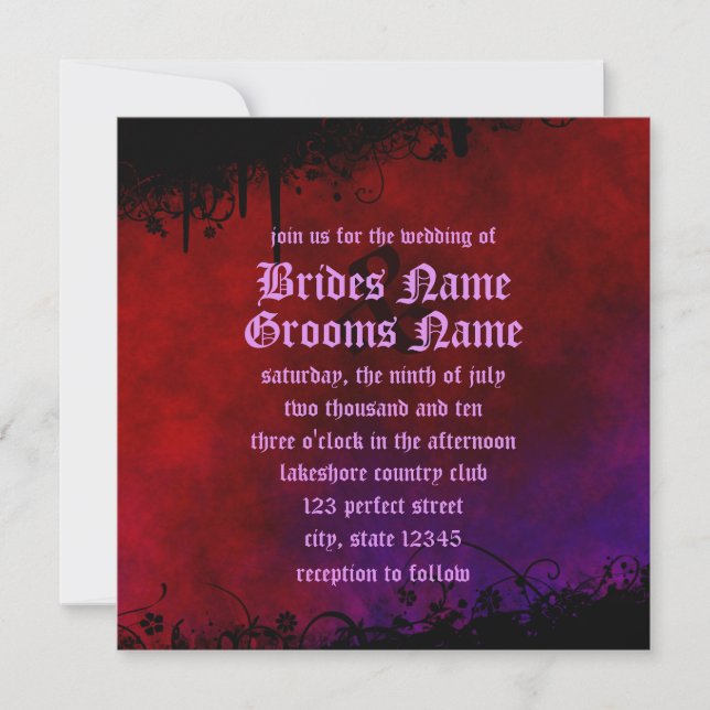 Gothic Heart Wedding Invitation (Front)