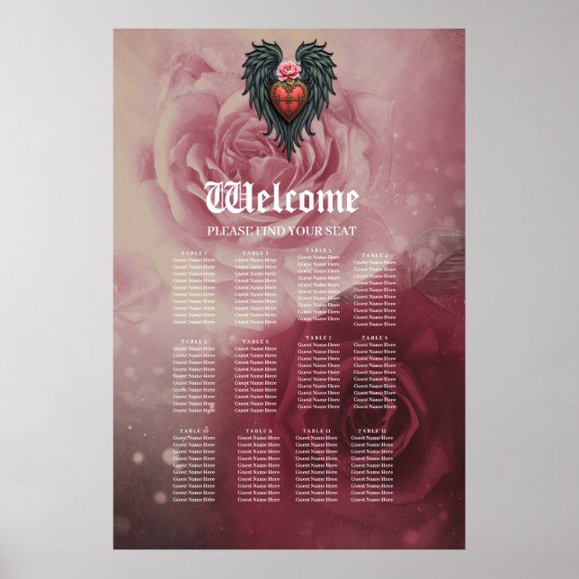 Gothic Heart with Bloom and Wings.  Poster (Front)