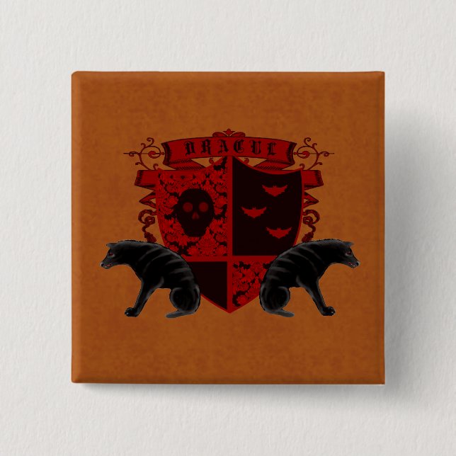 Gothic Heraldry Dracula Coat of Arms Button Flair (Front)
