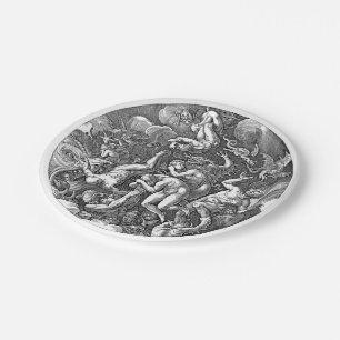 Gothic Historical Artwork Falling Into Hell Paper Plate