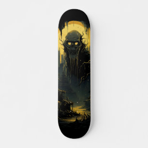 Gothic Horror Cityscape Black Gold 7-Ply Skateboard