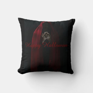 Gothic Horror Halloween Throw Pillow Spooky Red