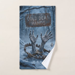 Gothic Horror Illustration of Frozen Hands Hand Towel