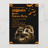 Gothic Horror Skull Halloween Invitation Postcards