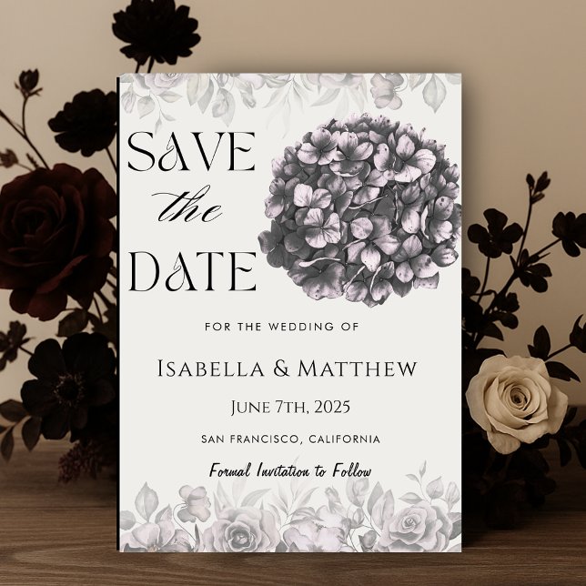 Gothic Hydrangea Floral Wedding Save The Date Invitation (Gothic Hydrangea Floral Wedding Save the Date Invitation)