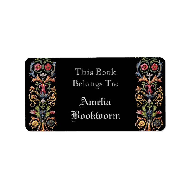 Gothic Illuminated Manuscript Art Custom Bookplate Label (Front)