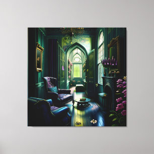 Gothic Inside Mansion Surreal Flower 1 Canvas Print