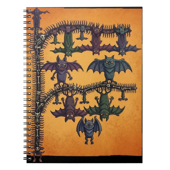 Gothic Interlocking Bats Halloween Notebook (Front)
