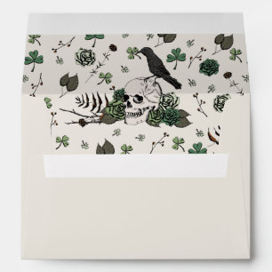 Gothic Irish Green Floral Skulls and Roses Envelope