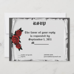 Gothic Jewelled Roses Lace Cameo RSVP Invitation