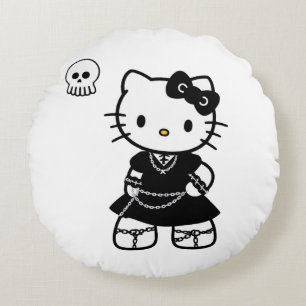 Gothic Kawaii Kitty – Emo Aesthetic Round Throw Pi Cushion