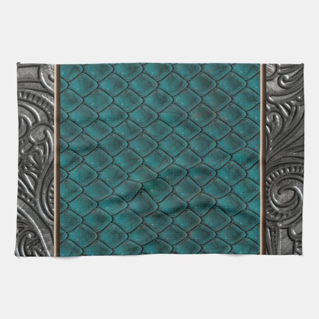 Gothic Killer Teal Tea Towel (Horizontal)