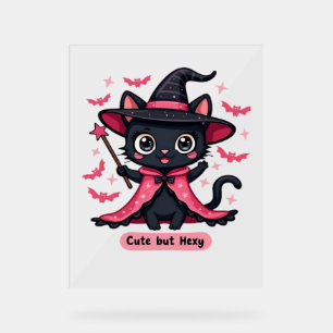 Gothic kitten in pink – sweet, but bewitched Overs Acrylic Sign