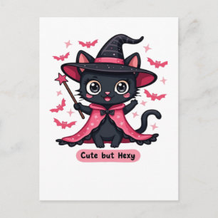 Gothic kitten in pink sweet, but bewitched Oversi Postcard