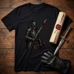 Gothic Knight of the Bleeding Rose Dark Fantasy T-Shirt