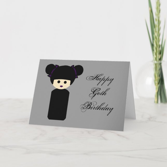 Gothic Kokeshi Birthday Card (Front)