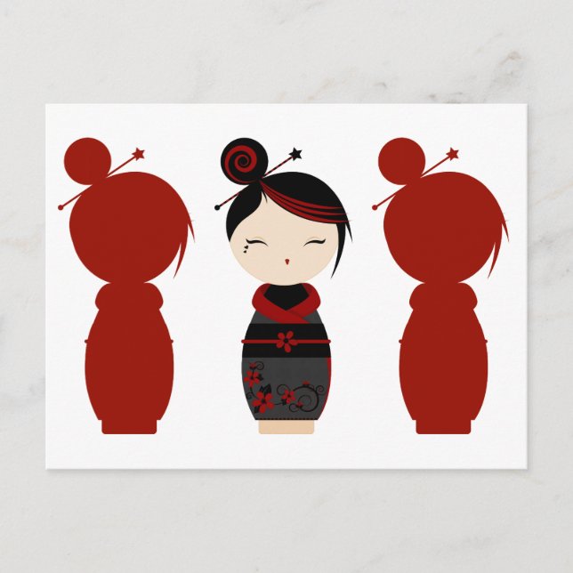Gothic Kokeshi x4 Postcard (Front)