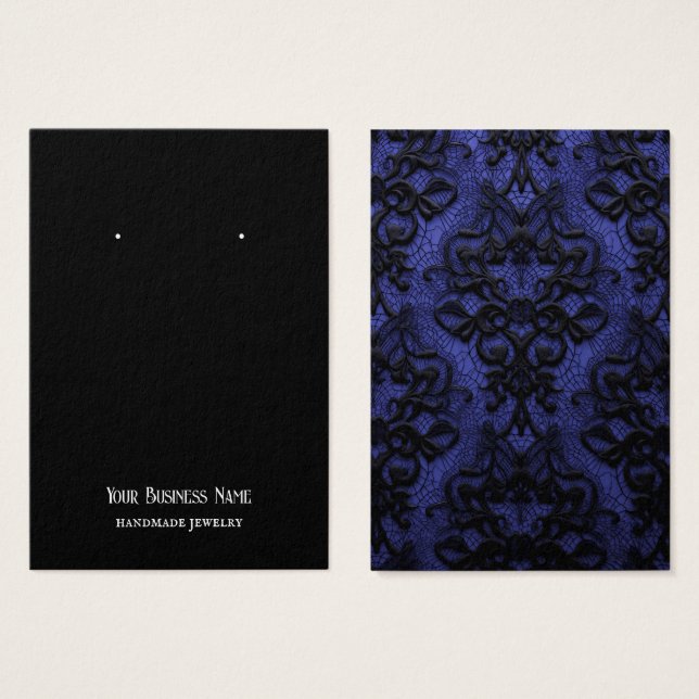 Gothic Lace Blue Black Earring Display Card (Front & Back)